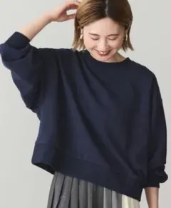 【アメリカンホリック】値下げ　裏毛クロップドプルオーバー　ネイビー　FREE