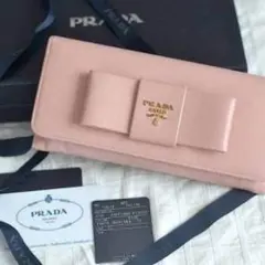 PRADA❤️プラダサフィアーノリボンウォレット長財布CAMEOピンクベージュ