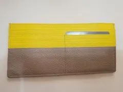 美品　lizdaysイエロー&ベージュバイカラースリム長財布