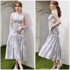 【Her Lip to】Floral Cut-Out Long Dress M