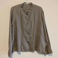 無印良品　洗いざらしリネンシャツジャケットM-L グレイッシュブラウン