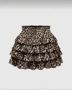 ROMWE レディース ギャル柄 レオパード ラッフル スカート