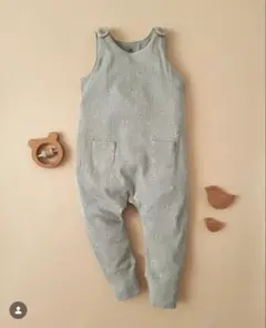 H&M ベビー ロンパース 花柄 ストライプ ミントグリーン 60～70