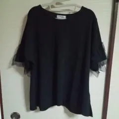 しまむら　Hina×Keiko袖チュールフリル　プルオーバー　ブラック4L　新品