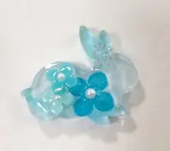 レジン ヘアゴム ブローチ ハートフリル猫ちゃん付き グリーン◡̈