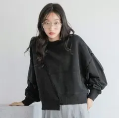 LOWRYS FARM リメイクフウウラケLS スウェット ブラック ショート