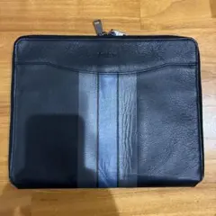 COACH レザー ストライプデザイン クラッチバッグ