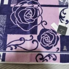LANVIN　バラ柄 紫色 タオルハンカチ
