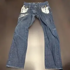 ストレートパンツ Lサイズ デニムブルー ウエスト82cm