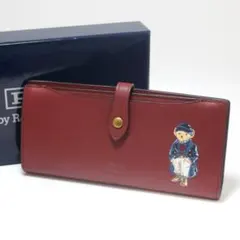 【極美品】ポロ ラルフローレン ポロベア レザー 二つ折り長財布 ワインレッド