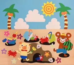 壁面飾り　夏　７月８月　空と海　砂遊び