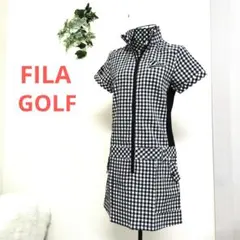 美品　フィラゴルフ　ワンピース　ギンガムチェック　刺繍　ワッペン　ジップアップ