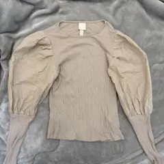 H&M パフスリーブ 長袖カットソー ベージュ S