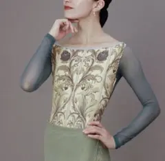 【unoa新品】花柄 ベージュ レオタード MLサイズ unoa新品】花柄 ベージュ レオタード MLサイズ unoa新品】花柄