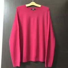 ユニクロ カシミヤ 100% 濃いピンク 長袖ニットセーター XL