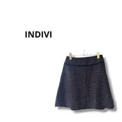 【インディヴィ】台形スカート　膝丈　上品　黒　サイズ38