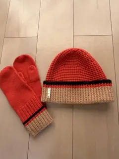 ユニクロ×マルニ ニット帽 手袋 オレンジ・ベージュ