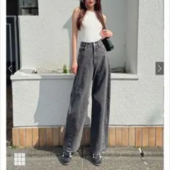 GRL カーブラインデニムパンツ[fo1845] ブラック S