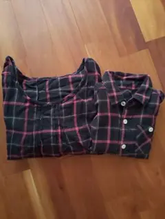 親子リンク コーデ お揃い おそろコーデ チェックシャツ ワンピース 長袖