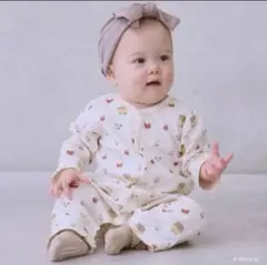 美品　プティマイン　ミッフィー　総柄ロンパース　80