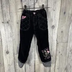 Happy Time コーデュロイパンツ 110cm 黒 うさぎ リボン