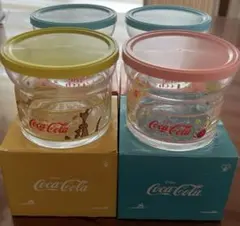 Coca-Cola ガラスキャニスター 4個セットコカコーラ　蓋付き　非売品のサムネイル