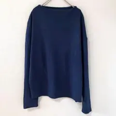◉Chez toi　ボートネック長袖カットソー　ネイビー　F　無地　シンプルのサムネイル