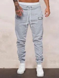 【新品】 メンズ グレー スウェット L パンツ ウエスト紐 シンプル