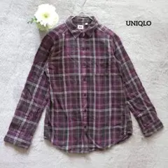 ユニクロ UNIQLO 長袖ブラウス M チェック 232-069257