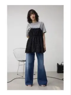 AZUL BY MOUSSY ジャガードぺプラムキャミソール