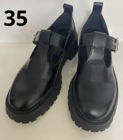 美品 ZARA ザラフラットトラックシューズ T字 ストラップ 35