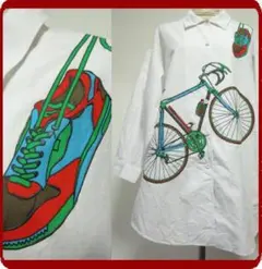 古着♪レトロ自転車とスニーカー柄シャツ70年代80年代90年代日本製ヴィンテージ