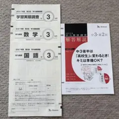 2026年1月 中3 第3回 学力推移調査 ベネッセ 未使用】2026年1月実施 中3 学力推移調査 第3回 問題＋解答 高校受験