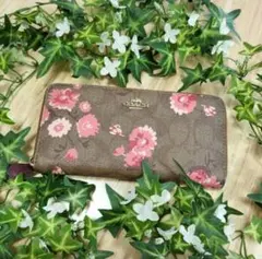 COACH　コーチ　花柄　レザー　革　長財布　財布