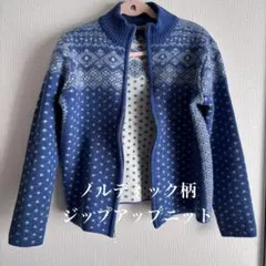 ★値下げ中★ノルディック柄 ジップアップニット_古着