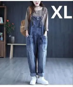 オーバーオール ワイドパンツ ロング丈 サロペット XL　デニム　パンツ　春