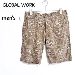 グローバルワーク ハーフパンツ L ブラウン 総柄 夏