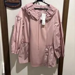 Super Beauty フリル付き長袖ブラウス ピンク 44