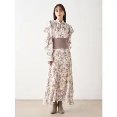 SNIDEL ウエストリブプリントワンピ