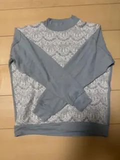 MOUSSY レース切替ニット 長袖 ブルー