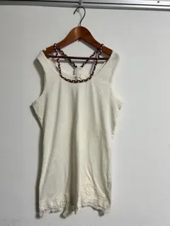 TK MIXPICEアイボリー タンクトップ 編みひもストラップ