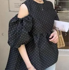 神戸レタス ぽこぽこジャガードショルダーカットペプラムトップス