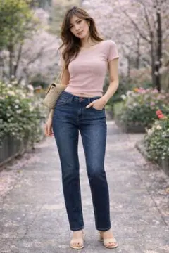 【美脚シルエット】RED CARD デニム 24インチ 春コーデ細身ストレート