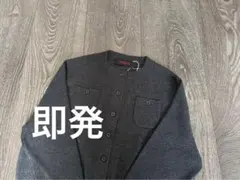 CABaN コットンカシミヤ バイカラークルーネックカーディガン　グレー17番