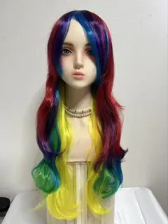 【在庫処分】レインボーカラー ロングウィッグ コスプレのサムネイル