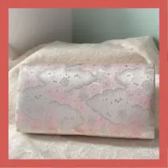 和装クラッチバッグ 銀×薄桃 花柄 入学式 卒業式 結婚式 上品 美品 中古