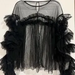 エイココンドウ メッシュ 立体モチーフ フリルチュニック 42 - メルカリ