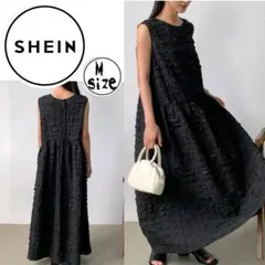 ノースリーブフリルロングワンピース 黒　サラリと涼しい