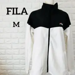 FILAフィラ フリースジャケット フルジップ 切り替え 刺繍ロゴ ホワイト M
