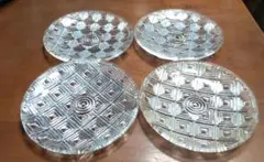 アデリアグラス プレスガラス コースター 小皿 4枚セット